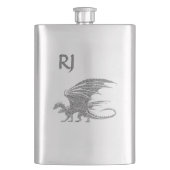 Phantastisches Mosaikdrachenmonogramm Flachmann (Vorderseite)