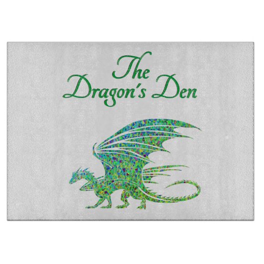 Phantastisches Mosaikglas aus Grünem Drachen Schneidebrett (Vorderseite)