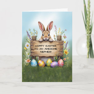 Phantastisches Nephew-Bunny im Gras mit Ostereiern Karte