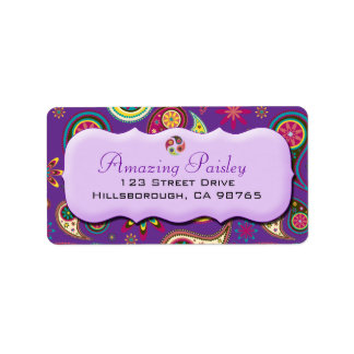 Phantastisches Paisley auf Lila Aufkleber Adressaufkleber