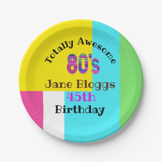 Phantastisches Party aus den 80er Jahren liefert 8 Pappteller (Vorderseite)