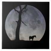 Phantastisches Pferd und Mond Art Tile Fliese (Vorderseite)