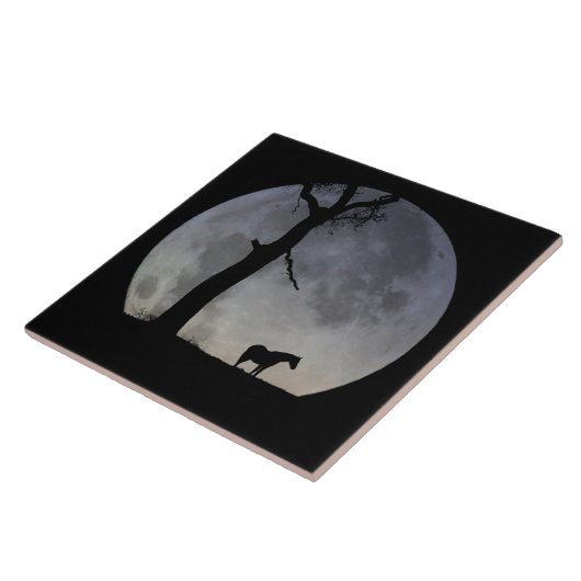 Phantastisches Pferd und Mond Art Tile Fliese (Seite)