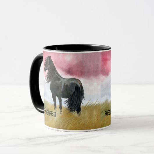 Phantastisches Pferd Wasserfarbe Kaffee Tasse (Vorderseite Links)