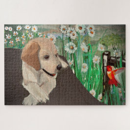 Phantastisches Puppy&Daisies & Hummingbird Jigsaw  Puzzle