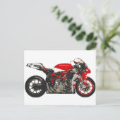 Phantastisches Red Racing Motorrad Postkarte (Stehend Vorderseite)