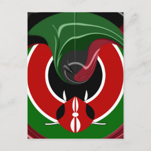 Phantastisches, schönes Fluid Kenya-Flag-Grafikdes Postkarte