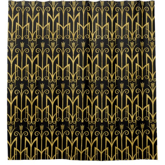 Phantastisches Schwarz-Gold-Art-Deco-Design Duschvorhang (Vorderseite)
