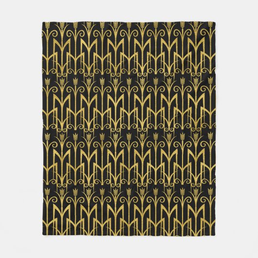 Phantastisches Schwarz-Gold-Art-Deco-Design Fleecedecke (Vorderseite)