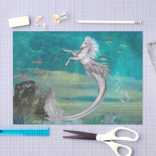 Phantastisches Seepferd in der Tiefsee Seidenpapier (Handwerk)