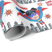 Phantastisches Superhero Girl Geschenkpapier (Rolleneckpunkt)