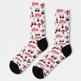 Phantastisches Sushi-Muster mit Kawaii-Ausdrücken Socken