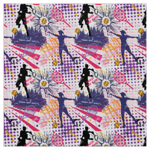 Phantastisches Tennismuster lila +pink+gelb Stoff