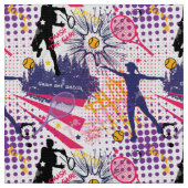 Phantastisches Tennismuster lila +pink+gelb Stoff (Nahaufnahme)