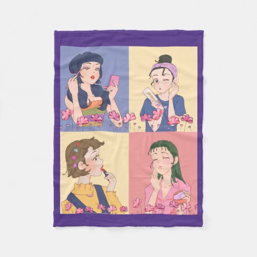 PHANTASTISCHES TIERE , MÄDCHEN , MAKEUP FLEECEDECKE (Vorderseite)