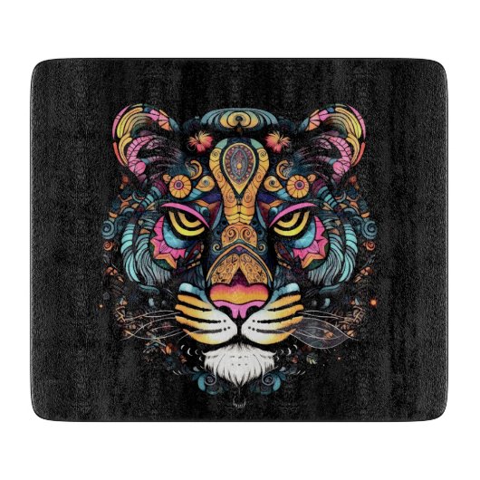 Phantastisches Tiger-Kopfglas Schneidebrett (Vorderseite)