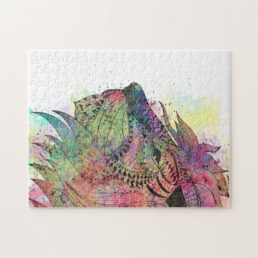 Phantastisches Tribal-Aquarellendesign Puzzle (Horizontal)