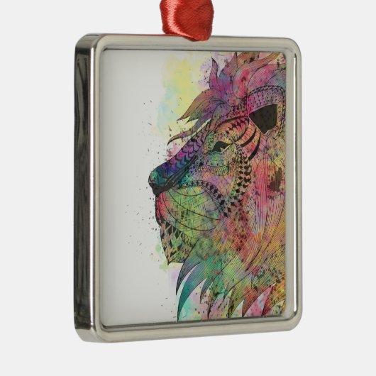 Phantastisches Tribal-Aquarellendesign Silbernes Ornament (Rechts)