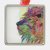 Phantastisches Tribal-Aquarellendesign Silbernes Ornament (Vorne)