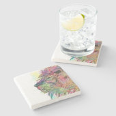 Phantastisches Tribal-Aquarellendesign Steinuntersetzer (Seitenansicht)