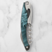 Phantastisches türkisfarbenes Blume Fraktal Kellnermesser (Rückseite)