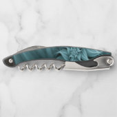 Phantastisches türkisfarbenes Blume Fraktal Kellnermesser (Rückseite)