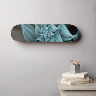 Phantastisches türkisfarbenes Blume Fraktal Skateboard