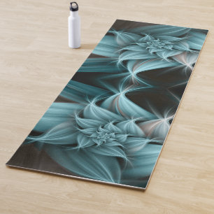 Phantastisches türkisfarbenes Blume Fraktal Yogamatte