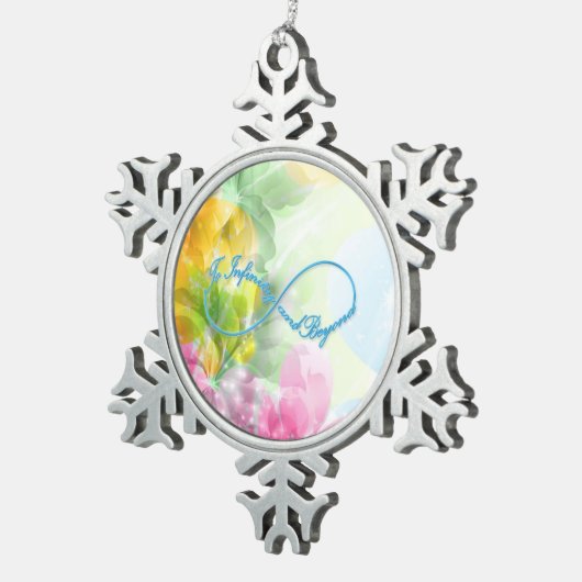 Phantastisches Unendlichkeitssymbol "Bis zur Unend Schneeflocken Zinn-Ornament (Rechts)