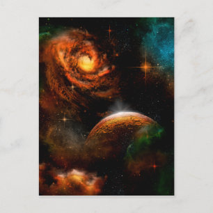 Phantastisches Universum mit Planeten und Sternen Postkarte