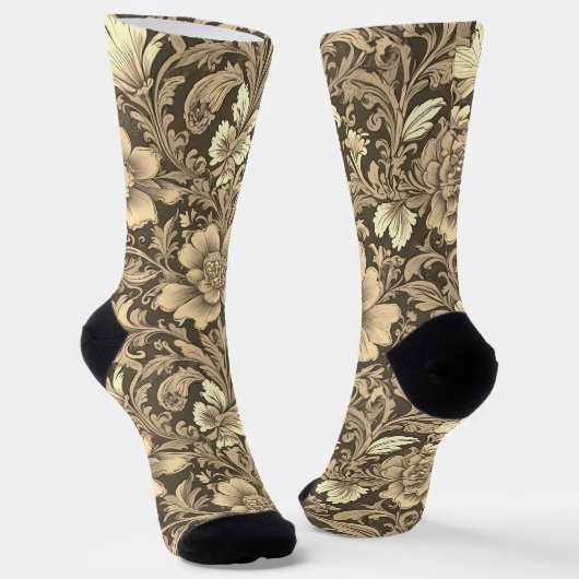 Phantastisches Vintages Sepia Floral Pattern Socken (Gewinkelt)