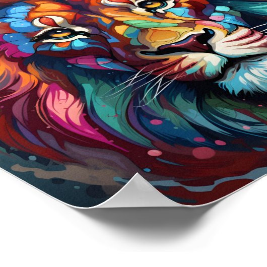 Phantastisches Wild Animal Portrait farbenfroher L Poster (Ecke)