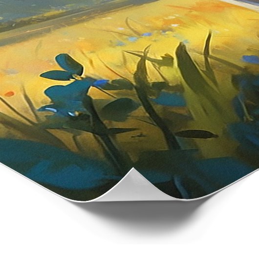 Phantastisches Zebra in freier Wildbahn mit Regenb Poster (Ecke)