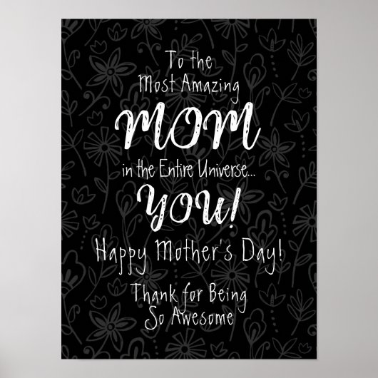 Phantastischste Mama Niedliche Kalligraphie Schwar Poster (Vorne)