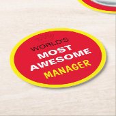 Phantastischste Welt - MANAGER / die beste Runder Pappuntersetzer (Angewinkelt)