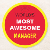 Phantastischste Welt - MANAGER / die beste Runder Pappuntersetzer (Vorderseite)