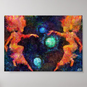 Phantasy Star II Titel Screen Impressionist Painti Poster