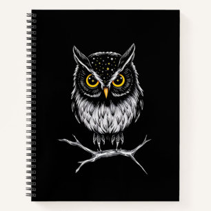 Phantom-Eule-Minimalist-Linienkunst-Notizbuch Notizblock