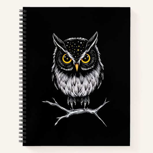Phantom-Eule-Minimalist-Linienkunst-Notizbuch Notizblock (Vorderseite)
