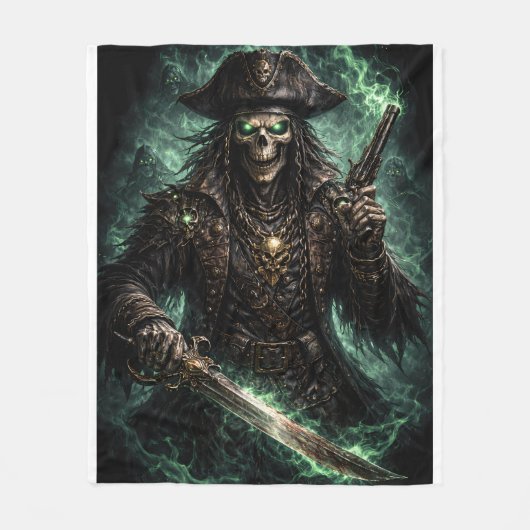 Phantom Pirate Skull – Dark Fantasy Reaper Fleecedecke (Vorderseite)