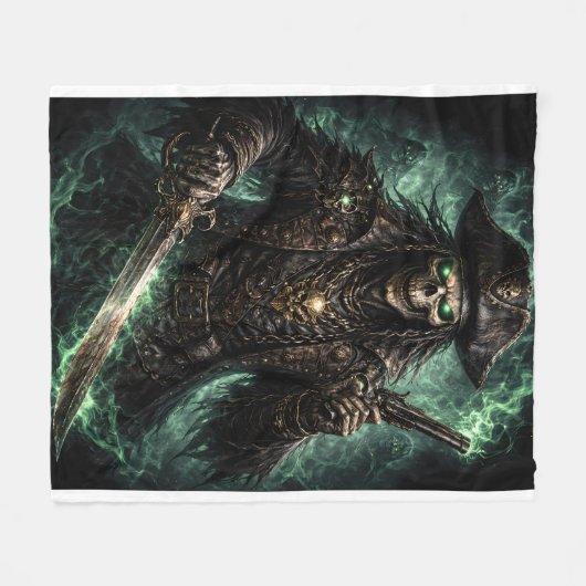 Phantom Pirate Skull – Dark Fantasy Reaper Fleecedecke (Vorderseite (Horizontal))