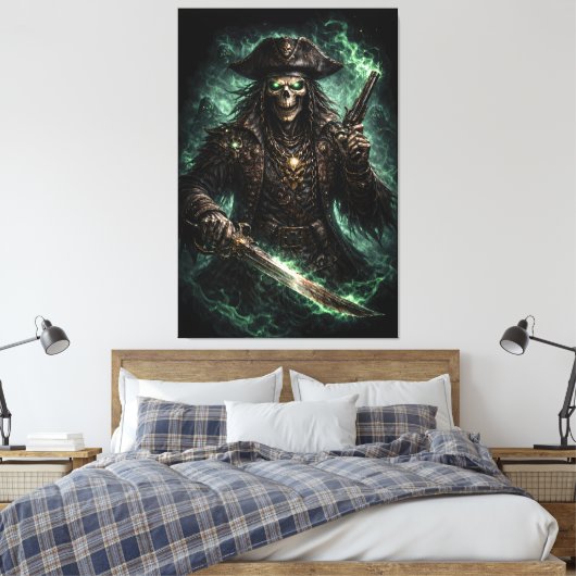 Phantom Pirate Skull – Dark Fantasy Reaper Leinwanddruck (Insitu (Schlafzimmer))