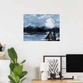 Phantom-Piratenschiff nachts Poster (Heimbüro)