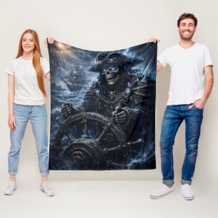 Phantom-Schädelkapitän am Ruder – Blauer Sturm Erh Fleecedecke