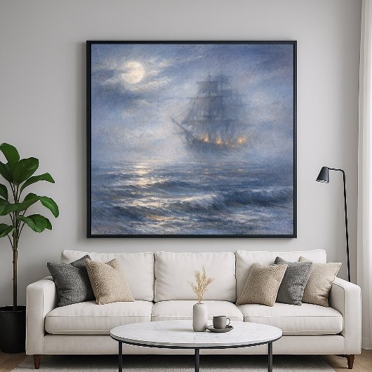 Phantom Schiff - Pastell-Malstil-Kunst Poster