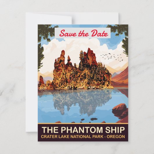 Phantom Ship Crater Lake Hochzeits-Einladung Save The Date (Vorderseite)