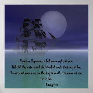 Phantom Ship unter Vollmond Nacht. Poster