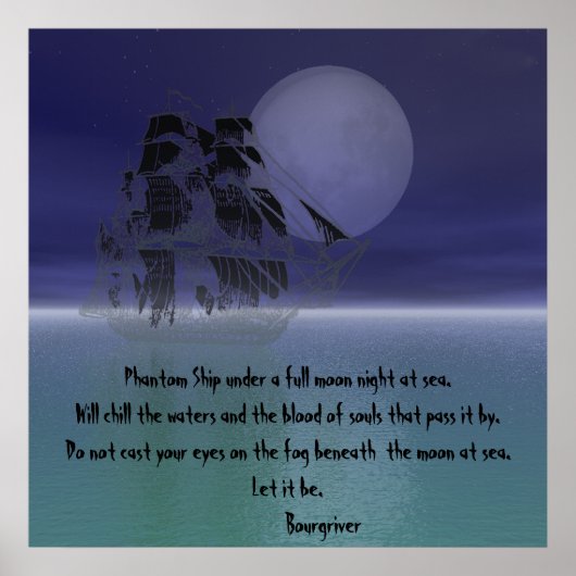 Phantom Ship unter Vollmond Nacht. Poster (Vorne)