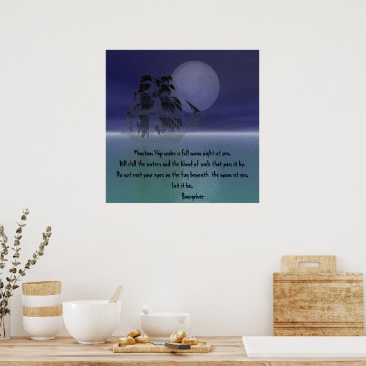 Phantom Ship unter Vollmond Nacht. Poster (Küche)