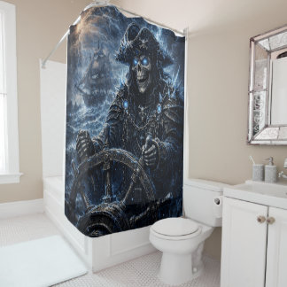 Phantom Skull Captain at the Helm – Blue Storm Got Duschvorhang